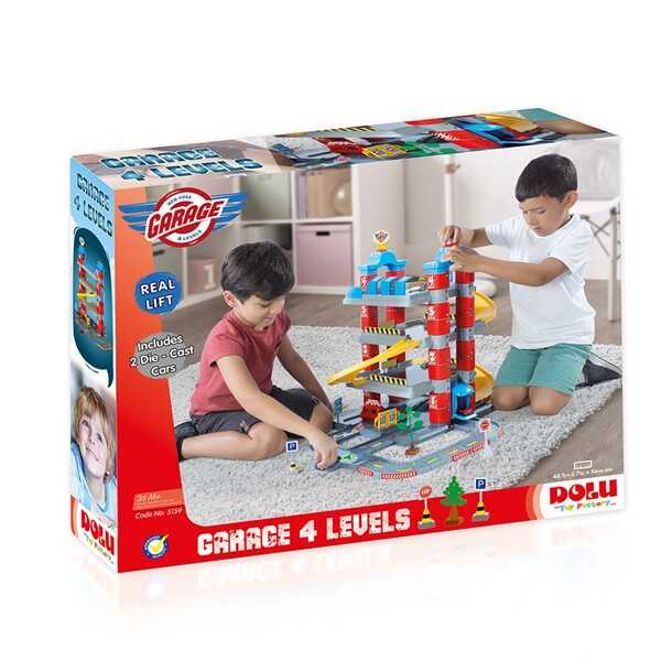 Dolu Oyuncak Büyük 4 Katlı Garaj Otopark Seti
