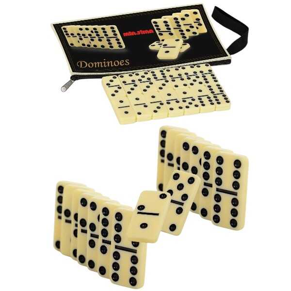Miajima Standart Fildişi Seramik Domino Taşı Seti Çantalı 4x2 Cm