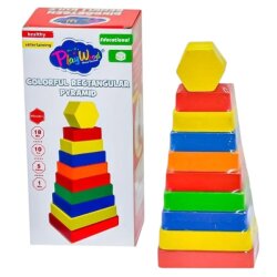 Eğitici Ahşap Dikdörtgen Renkli Kule Pyramid - PlayWood-Onyıl