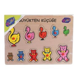 Eğitici Ahşap Tutmalı Puzzle Büyükten Küçüğe - PlayWood-Onyıl