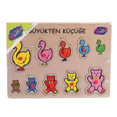 Eğitici Ahşap Tutmalı Puzzle Büyükten Küçüğe - 1