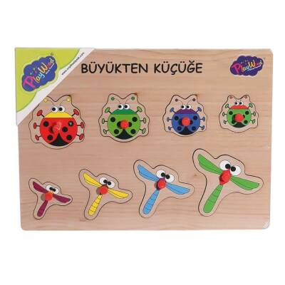 Eğitici Ahşap Tutmalı Puzzle Büyükten Küçüğe - 2