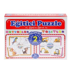 Eğitici Eğlenceli Çark Puzzle Hayvanlar Taşıtlar 2'li Süper Set 3+ Yaş - Dıy Toy