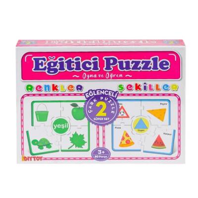 Eğitici Eğlenceli Çark Puzzle Renkler Şekiller Süper Set 3+Yaş - 1