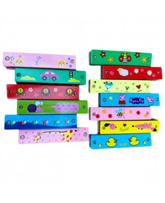 Eğitici Oyuncak Ahşap Desenli Mızıka - 1