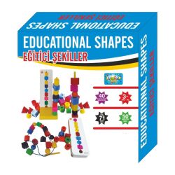 Eğitici Şekiller Geometrik İpe Dizme Oyunu Soru Kartlı - ZEKİCE