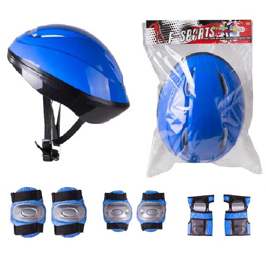 F-sports Kask Dizlik Ve Dirseklik Seti Mavi