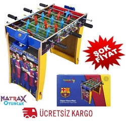 Matrax OyuncakFabrikasi - FC Barcelona Ahşap Ayaklı Masa Maçı Langırt Oyunu 3 Kollu