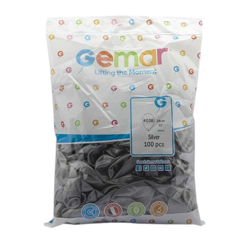 Gemar Metalik Balon Gümüş Renk 100 Adet