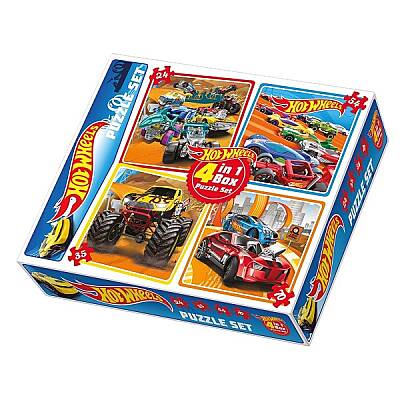 Hotwheels Puzzle Set 4 İn 1 Box - 1