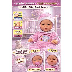 İnteraktif Oyuncak Bebek Yüzü Hareketli Emzikli Biberonlu Güler Ağlar Fonksiyonlu Sesli - Can Oyuncak