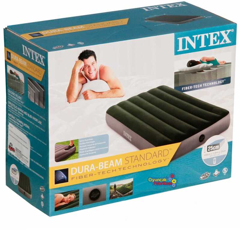 Intex 64761 Tek Şişme Yatak (Kendinden Ayak Pompalı) 99x191x25 cm Yeşil