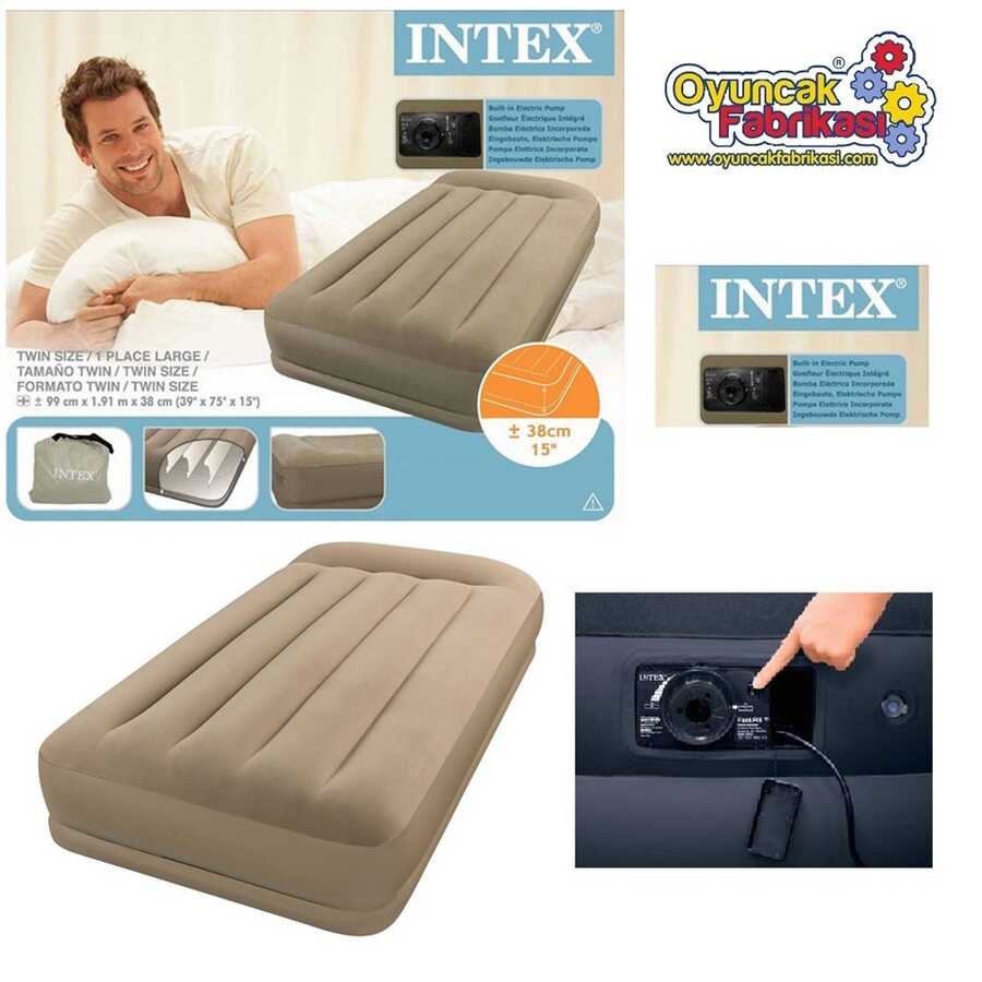 İntex 67742 Elektrikli Tek Kişilik Şişme Yatak Intex Şişme