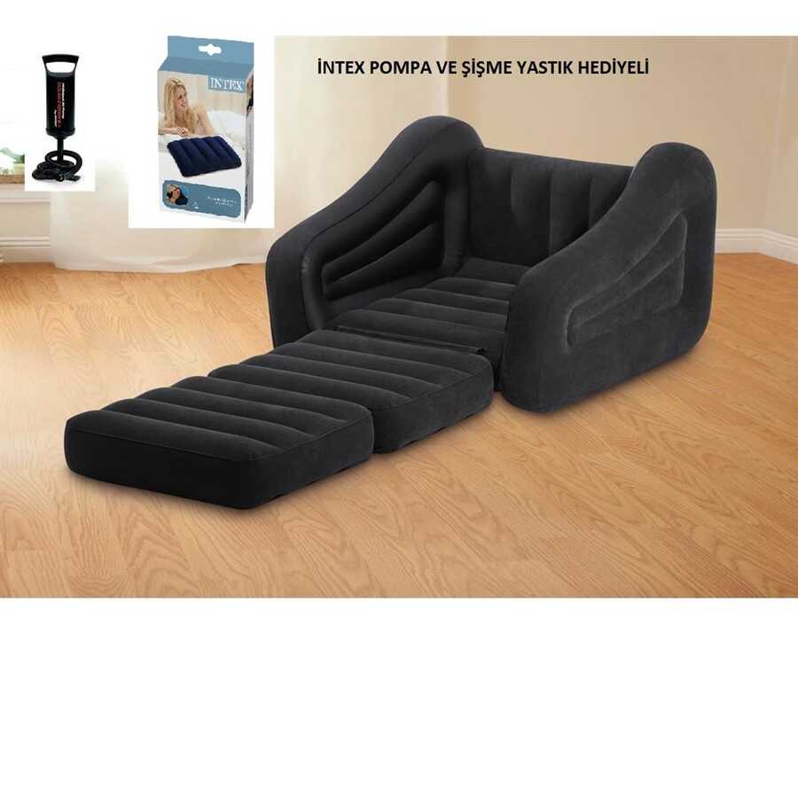 İntex 68565 Tek Kişilik Koltuk & Yatak+POMPA VE YASTIK HEDİYELİ İntex