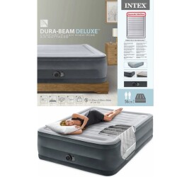 Intex Elektrikli Çift Kişilik Şişme Yatak Yüksek Taban Yatak 152x203x56 Cm Dura-Beam Deluxe OFB-64418 - İntex