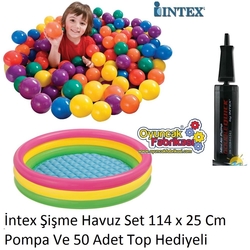 intex Renkli Şişme Oyun havuzu 50 Top+Pompa Hediyeli 114x25 Cm - 2