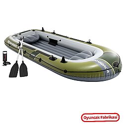 Intex Seahawk 4 Şişme Bot Seti 351x145x48 cm 4 Kişilik Kürekli ve Pompalı Deniz Göl Balıkçı Botu 480 Kg - İntex