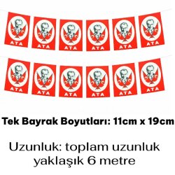 İpe Dizili Türk Bayrağı 40'lı Atatürk Temalı Büyük Boy - 2