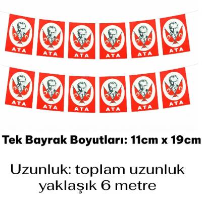 İpe Dizili Türk Bayrağı 40'lı Atatürk Temalı Büyük Boy - 2