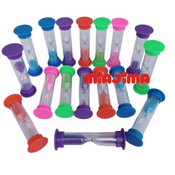 İthal Plastik Kum Saati 8 cm 3 Dakikalık 5'li Set - 1