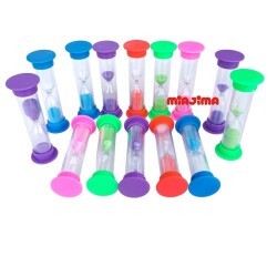 İthal Plastik Kum Saati 8 cm 3 Dakikalık 5'li Set - 2