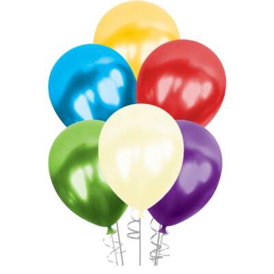 Karışık Metalik Düz Renk 100 Adet Sedefli Latex Balon - 1