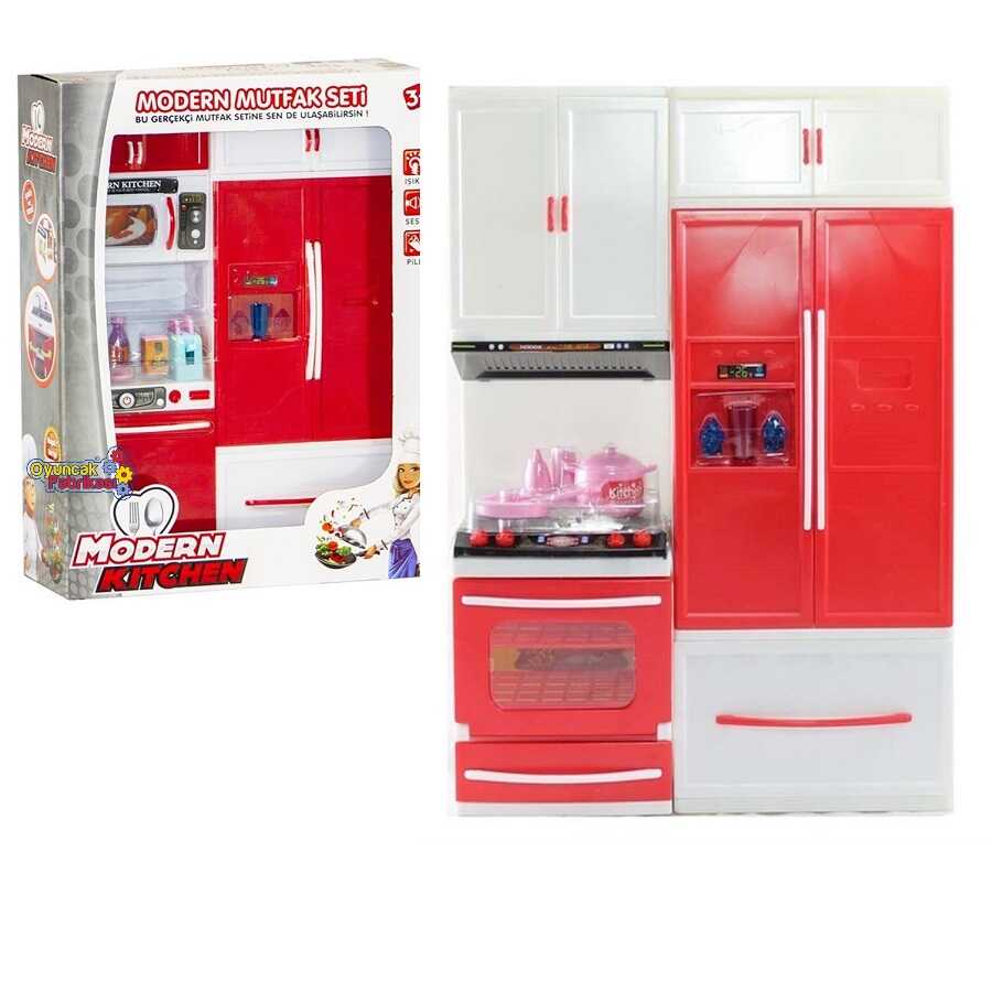 kayyum oyuncak modern mutfak seti sesli isikli 2 li set firin buzdolabi ocak oyuncak mutfak setleri kayyum oyuncak
