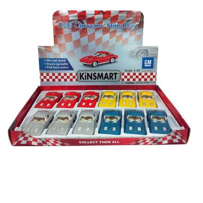 Kinsmart 1963 Corvette Sting Ray 1:36 Metal Çek Bırak Araba - 2