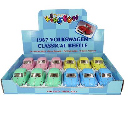 Kinsmart 1967 Volkswagen Classical Beetle 10 cm Metal Çek Bırak Araba Pastel Renkler - 3