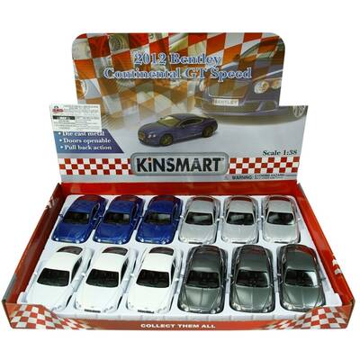 Kinsmart 2012 Bentley Continental GT Speed 1:38 Metal Çek Bırak Araba - 2