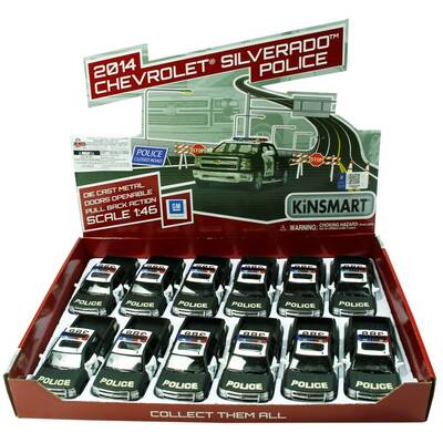 Kinsmart 2014 Chevrolet Sılverado Police 1:46 Metal Çek Bırak Araba Mat Siyah - 2