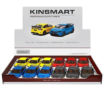 Kinsmart Çek Bırak 2024 Honda Civic Type R 1:36 Metal Model Araba Die Cast Oyuncak - 1