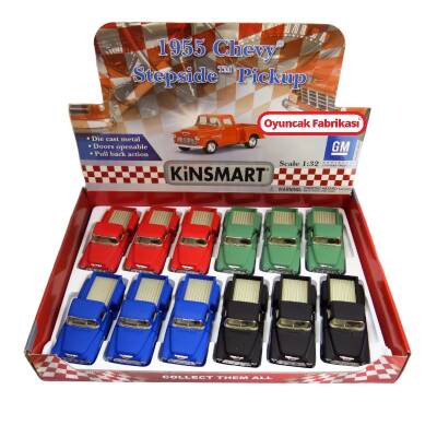 Kinsmart Çek Bırak Araba 1955 Chevy Stepside Pick-Up (Mat Renkli) 1:32 - 1