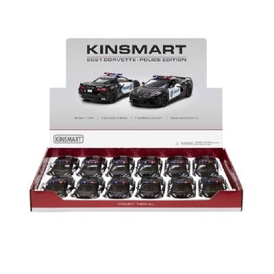 Kinsmart Çek Bırak Araba 2021 Corvette (Police) Polis Arabası - 1