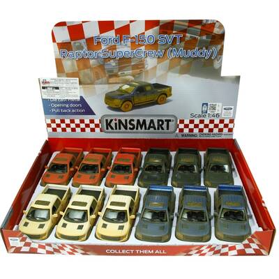 Kinsmart Çek Bırak Araba Çamurlu Ford F-150 SVT Raptor Super Crew 2013 1:46 - 2