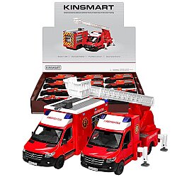 Kinsmart Çek Bırak Mercedes-Benz Sprinter Firefighter Edition 1:48 Metal Model İtfaiye Aracı Die Cast Oyuncak - Kinsmart