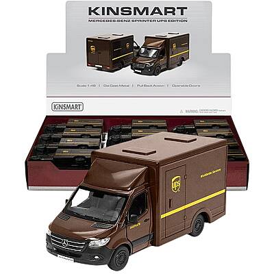 Kinsmart Çek Bırak Mercedes-Benz Sprinter UPS Edition 1:48 Metal Model Araç Die Cast Oyuncak - 1