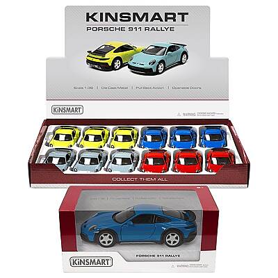 Kinsmart Çek Bırak Porsche 911 Rallye 1:38 Metal Model Araba Die Cast Oyuncak - 1