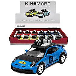 Kinsmart Çek Bırak Porsche 911 Rallye W/ Roof Rack (Livery Edition) 1:36 Metal Model Araba Die Cast Oyuncak - Kinsmart