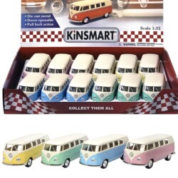 Kinsmart Metal Çek Bırak Araba 1962 Volkswagen Classical Bus With ivory Roof (Pastel) - Kinsmart