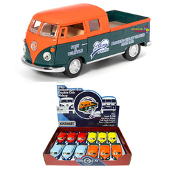 Kinsmart Metal Çek Bırak Araba 1963 VW Bus Double Cab Pıckup Taşıyıcı 1:34 - Kinsmart