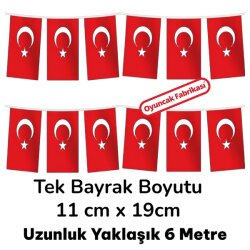 Kırmızı Beyaz Türk Bayrağı Büyük Boy İpli Ayyıldız Bayrak 40'li - 2