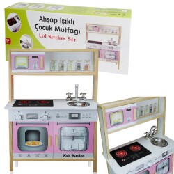 Kitchen Led Eğitici Ahşap Oyuncak Mutfak Pembe - Okutan Hobi