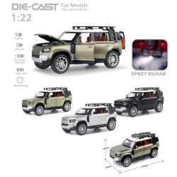 Kutulu Çek Bırak 1:22 Sesli Ve Işıklı Buharlı DF Metal Jeep - Vardem Oyuncak