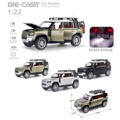 Kutulu Çek Bırak 1:22 Sesli Ve Işıklı Buharlı DF Metal Jeep - 1