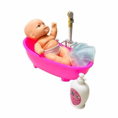 Küvette Yıkanan Oyuncak Bebek Pilli Eğlenceli Banyo Keyfi Aksesuarlı - 4