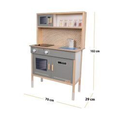 Led'li ve Musluktan Su Akıtan Büyük Ahşap Oyuncak Mutfak Seti 102x70x29 Cm - 2