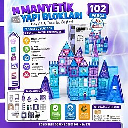 Manyetik Yapı Blokları 102 Parça 7,5 Cm Büyük Boy 3 Boyutlu STEM Eğitici Oyuncak Seti - Vardem Oyuncak
