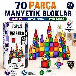 Manyetik Yapı Blokları 70 Parça 3,75 Cm Metal Saklama Kutulu Eğitici STEM Oyuncak - Vardem Oyuncak