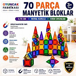 Manyetik Yapı Blokları 70 Parça 3,75 Cm Metal Saklama Kutulu Eğitici STEM Oyuncak - 2